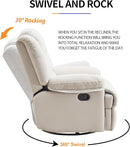 Swivel Rocking Recliner Chair for Adults, Overstuffed Manual Glider Rocker Recliner Chairs, Upholstered Reclining Single Sofa for Living Room Nursery (Beige) by TinyTreasures Baby Boutique