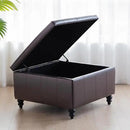 HUIMO Square Leather Storage Ottoman,Ottoman Coffee Table with Storage for Living Room (Brown) by CozyNest Decor