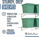 StoreYourBoard 2-Pack Heavy Duty Wall Shelves – Wall-Mounted Garage Storage Shelving and Organization for Sheds, Closets, or Utility Rooms – Holds 200 lbs, 2ft x 4ft, White by GreenHaven Gardens