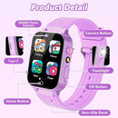 Smart Watch for Kids Girl Gift Ages 3-12, 2 Screen Protector, 26 Puzzle Games, HD Camera Video Music Player Touchscreen Pedometer, Educationtal Toy Brithday Gifts for Girl Ages 4 5 6 7 8 9 10(Purple) by TinyTreasures Baby Boutique