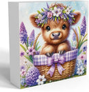 Highland Cow Hyacinth Flowers Decor, Highland Cow Bathroom Decor, Highland Cow Baby Decor, Highland Cow Nursery Decor, Wooden Box Decor Sign for Home Farmhouse Office Living Room Table Shelf Tiered by CozyNest Decor