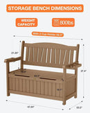 YEFU Outdoor Storage Bench for Patio: Heavy Duty Garden Bench Set of 2 with 96° High Backrest & Oversized Seating - HIPS Weatherproof Patio Bench with Storage for Porch Park Backyard, Teak by CozyNest Decor