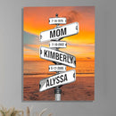 Personalized Gifts for Mom Family Names Street Custom Multi-Name Date of Birth Vintage Street Sign Happy Mothers Day Canvas Wall Art Best Christmas Gifts for Mommy from Daughter Son Children Kids