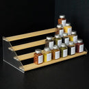 nianfeng Tiered Spice Rack, 4-Tier Spice Pantry Kitchen Cabinet Organizer, 19.9-Inch, Natural Wood Acrylic Stair Riser Stand, Countertop Seasoning Shelf by CozyNest Decor