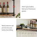 41 Inch Wine Rack Wall Mounted 2 Tier, Hanging Floating Bar Liquor Shelves with Glass Holder Storage Under, Industrial Rustic Pipe Farmhouse Kitchen Decor Black by CozyNest Decor