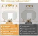5-Light Bathroom Vanity Light with Clear Glass Shades, Brushed Gold Bathroom Light Fixtures Over Mirror, Modern Vanity Light for Mirror Living Room Cabinet Bedroom Porch