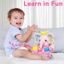 Baby Elephant Musical Stuffed Animals Toy with Light-Up Music & Crinkle Sound Paper,Infant Bilingual Early Learning Education Toys,Tummy Time Toys for 0-3-6-12+ Months Boy Girl, Pink by TinyTreasures Baby Boutique