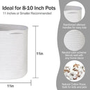 Cotton Rope Plant Basket, Woven Basket Planter for 10 inch Pot, Round Indoor Tree Pot Cover, Small Storage Bin Organizer, Basket for Plants and Home Decor, 11”X11”, White by GreenHaven Gardens