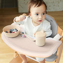 Cowiewie 3-in-1 Convertible Natural Wooden High Chair for Babies & Toddlers 3-Tier Remove & 2 Adjustable Wood Tray & 8 Levels Adjustable, 2 Waterproof Cozy Cushions Grey by TinyTreasures Baby Boutique