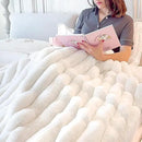 BEDELITE Faux Fur Throw Blanket for Couch, Soft and Cozy Luxurious 3D Striped Fluffy Blanket, 770GSM Thick Warm Plush Fuzzy Faux Rabbit Fur Blanket for Women Gift (Cream, 60"x 80") by CozyNest Decor