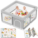 Baby Playpen with Mat, 50x50 inch Playpen for Babies and Toddlers with Mat, Baby Playard Safety Fence Active Center for Indoor by TinyTreasures Baby Boutique