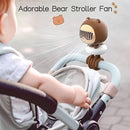 Cute Bear Stroller Fan Clip On for Baby, Portable Bladeless Fans 4 Speeds Oscillating, 4000mAh Rechargeable Battery Powered, Flexible Tripod Strong Cooling for Bedside Crib Car Seat by TinyTreasures Baby Boutique