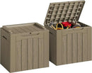 JUMMICO 31 Gallon Resin Deck Box Waterproof Indoor Outdoor Storage Boxes for Patio Furniture Cushions and Garden Tools (Light Brown, 31gallon-2 Packs) by CozyNest Decor