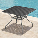 Patio Tables Outdoor Dining Table - Metal Coffee Tables with 2-Tier Storage Shelf 1.57" Umbrella Hole for Outside Proch Deck Balcony Garden Rectangle by GreenHaven Gardens