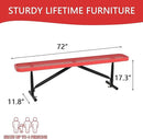 6 Feet Heavy Duty Metal Park Bench for Outside, Outdoor Bench with Portable Frame, Commercial Benches for Shopping Mall, Store, Park, Patio, Deck, Red by GreenHaven Gardens