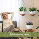 Self Watering Hanging Planters 10 inch, 2 Pack Hanging Baskets for Indoor Outdoor Plants, Hanging Flower Pots with Drainage Holes & 2 Kinds of Plant Hangers for Garden Home Décor, White Brown by GreenHaven Gardens