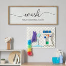 SRSZHIYUE Wash Your Worries Away Bathroom Sign Wall Art 40"x15" Funny Restroom Toilet Large Wood Framed Hanging Decor (Wood) by CozyNest Decor