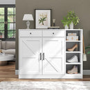 Loomie 5-Tier Shoe Cabinet with 4 Side Cubbies, Farmhouse Shoe Rack Cabinet with 6 Adjustable Shelves & 2 Drawers, Freestanding Shoe Storage Cabinet with 4 Brackets & 2 Hooks for Entryway (White) by CozyNest Decor