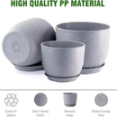 Flower Pots 9/8/7.5inch, Set of 3 Modern Decorative Plastic Planters with Drainage Holes and Saucers for Garden House Plants, Plant Pots for Indoor Outdoor Plants, Speckled Grey by GreenHaven Gardens