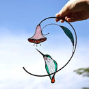 Lolitarcrafts Hummingbird with Flower Stained Glass Suncatcher Bird Stained Glass Window Hangings Hummingbird Gift for Home Decor (Green) by GreenHaven Gardens