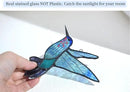Lolitarcrafts Stained Glass Hummingbird Window Hangings with Flowers, Bird Stained Glass Suncatcher for Window Decor Hummingbird Gifts for Mom,Bird Lovers (Blue A) by GreenHaven Gardens