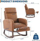 Rocking Chair Nursery with Foot Rest, Modern PU Upholstered Reading Glider Rocker Accent Armchair with High Backrest, Padded Seat, Side Pocket, for LivingRoom, Bedroom, Baby Room, Brown by TinyTreasures Baby Boutique