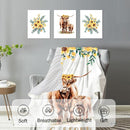 Personalized Nursery Crib Bedding Set: Custom Name Yellow Floral 5 Piece Baby Crib Sets with Highland Cattle Design - Toddler Double Layer Blanket Set, Comfortable Crib Bed Sheets for Baby Grils by TinyTreasures Baby Boutique