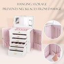 Kendal Extra Large Jewelry Box Jewelry Case PU Leather 6 Tier 5 Drawers Large Storage Capacity with Mirror Jewelry Storage Organizer Great Gift Also Good For Watches LJC-SHD5CM(White) by TinyTreasures Baby Boutique