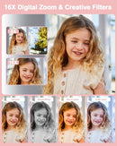 Digital Camera, FHD 1080P Point and Shoot Kids Camera, with 32GB Card, 2 Batteries, 16X Zoom Anti Shake Date Stamp, Compact Portable Small, for Starter Kid Children Teen Student Girl Boy(Pink) by TinyTreasures Baby Boutique