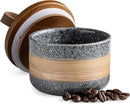 Small Ceramic Jar with Lid, Coffee Container, Coffee Canisters with Airtight Lids Kitchen Food Storage Jars for Spice Sugar Tea Bag, Mini Decorative Jars for Countertop, Grey & 5oz by CozyNest Decor