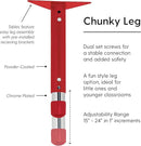 FDP Rectangle Activity School and Classroom Kids Table (24 x 60 inch), Chunky Toddler Legs, Adjustable Height 15-24 inches - Gray Top and Red Edge by CozyNest Decor