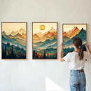Tinonedraw Large Mountain Framed Canvas Wall Art Set of 3, Boho Nature Forest Wall Decor, Neutral Wooden Pine Trees Artwork, Sunrise Ridge Landscape Art Printing for Living Room Bedroom Office 16"x24" by CozyNest Decor