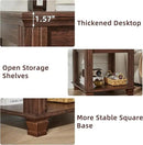 Farmhouse End Table Set of 2,Large Side Table with 2-Tier Storage Shelf,Rustic Brown End Tables for Living Room,Square Tea Table,Walnut by CozyNest Decor