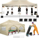 COBIZI 10x20 Canopy with Sidewalls, Heavy Duty Party Tent Pop up carpas para Fiestas, Tents for Parties, Wedding, Outdoor Easy Pop up Foldable Portable Canopy Tent with Wheeled Bag, Khaki Upgrade by GreenHaven Gardens