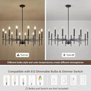 12 Light Black Chandelier Light Fixture, Modern Farmhouse Chandeliers for Dining Room Light Fixture, Metal Candle Pendant Chandelier for Foyer Entryway Stairs Living Room Bedroom Kitchen by CozyNest Decor