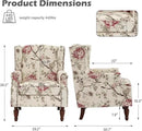 UIXE High Back Accent Chair, Wingback Upholstered Armchair in Fabric for Living Room, Retro Arm Chairs Nailhead Trim Single Sofa Bedroom Reading Seat with Solid Wood Legs - Beige Floral by CozyNest Decor