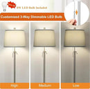 Floor Lamp for Living Room,Adjustable Height Standing Lamp,Dimmable Modern Floor Lamps for Bedroom Office Tall Floor Lights with Pull Chain Bulb Included-Silver Gray Shade by CozyNest Decor