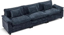 URRED Modular Sectional Sofa Comfy Cloud Couch, Modern Chenille Sofa Sleeper Deep Seat Couches with Ottoman/Pillows for Living Room (Blue, 117'') by CozyNest Decor