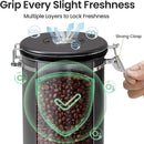 Veken Coffee Canister, 39OZ Large, Airtight Stainless Steel Food Storage Container for 2.2lbs Coffee Beans, Ground, Sugar, Tea, Flour, Rice, Cereal, Cookies Jars, Bar Accessories & Gifts, Black by CozyNest Decor