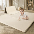 Foam Baby Play Mat: PU Leather Waterproof Kids Playmat - Trifold Floor Mat - Large Play Mat for Playpen Thick Pad Fodable Mattress Soft Toddler Mattress Infant Cushion for Preschool (Beige) by TinyTreasures Baby Boutique