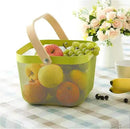 Metal Mesh Steel Basket, Storage Organizer Basket Multi-functional Hanging Kitchen Baskets Fruit Basket with Wooden Handle for Kitchen Bathroom Picnic Shopping Decor Cabinet Home, Macaron Green by GreenHaven Gardens