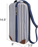 ALLCAMP Wine Tote Bag with Cooler Compartment，Picnic Set Carrying Two Sets of Tableware（Blue Stripe） by TinyTreasures Baby Boutique