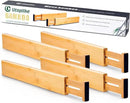 Utoplike 4 pcs Bamboo Kitchen Drawer Dividers Large, Adjustable Drawer Organizers, Spring Loaded, Works in Kitchen, Dresser, Bathroom, Bedroom, Drawer, Desk by CozyNest Decor