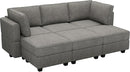 Belffin Terry Fabric Modular Sectional Sleeper Sofa Bed with Storage Convertible Sectional Couches for Living Room 6 Seaters Light Grey Modular Sofa by CozyNest Decor
