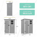 UDPATIO Outdoor Storage Shed 5x3 FT, Plastic Garden Shed for Bike, Garbage Can, Tool, Outside Sheds & Outdoor Resin Shed with Lockable Door for Backyard, Patio, Lawn, Grey & White by GreenHaven Gardens