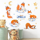 Yovkky Sweet Dream Sleeping Fox Wall Decals Stickers, Cloud Moon Stars Neutral Toddler Baby Nursery Decor, Cute Home Decorations Kids Bedroom Playroom Art by TinyTreasures Baby Boutique