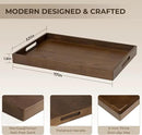 Axeman Wooden Serving Tray with Wood Handles|Ottoman Tray for Breakfast, Bed, Couch|17x12in Ash Wood Coffee Table Trays|Food Drinks Decorative Storage Boards for Ottoman Kitchen, Walnut by CozyNest Decor