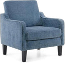 VINGLI Mid Century Modern Accent Chair,Navy Blue Chenille Chairs for Living Room Upholstered Armchair with Scooped Arms for Bedroom,Apartment,Studio,Office,Waiting Room by CozyNest Decor