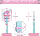 3 in 1 Basketball Hoop and Tee Ball Set for Girls: Baseball Tee with Automatic Pitching Machine Adjustable Height Outdoor and Indoor Sports Toys Christmas Birthday Gift for Kids Age 1-8 Year Old Pink by TinyTreasures Baby Boutique