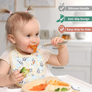 DRKIO 8 Pieces Toddler Forks Set - Baby Forks with Silicone Handle Children safe 18/8 Stainless Steel Toddler Utensils Set for Self Feeding Kids Silverware Anti-Choke Design Food Grade Dishwasher Safe by TinyTreasures Baby Boutique